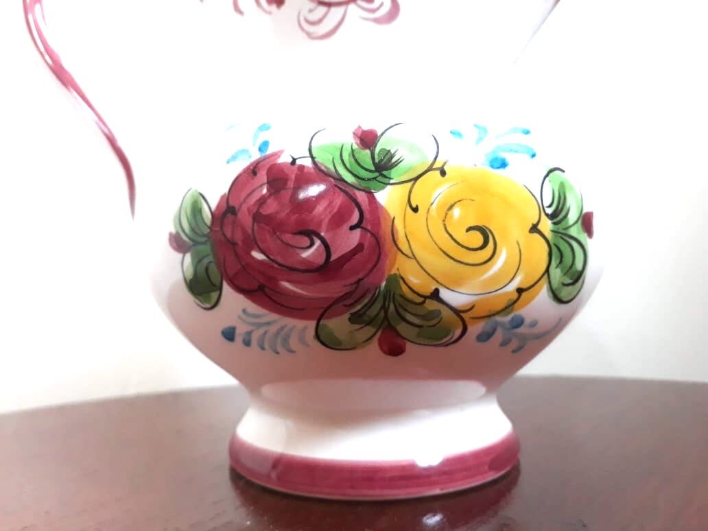Pitcher alcobaça portugal with flowers