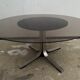 Table basse ajustable en table de séjour en inox avec verre fumé, 1970