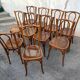 10 varnished patterned bistro chairs