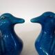2 blue ceramic duck flower picks