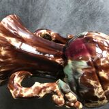 Old vase with polychrome enamelled ceramic coves with effect 21.5