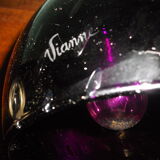 Suspension signed Vianne, inverted drop in glass lined black nuanced and purple interior