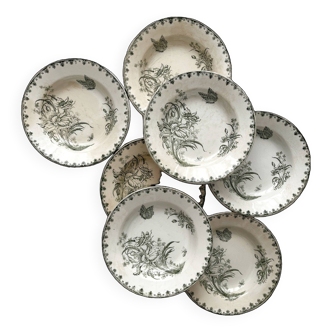 7 hollow plates in iron earthenware butterfly flowers "Nancy" LG Clairefontaine