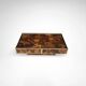 Burl wood and brass metal coffee table with integrated bar by Maison Lancel