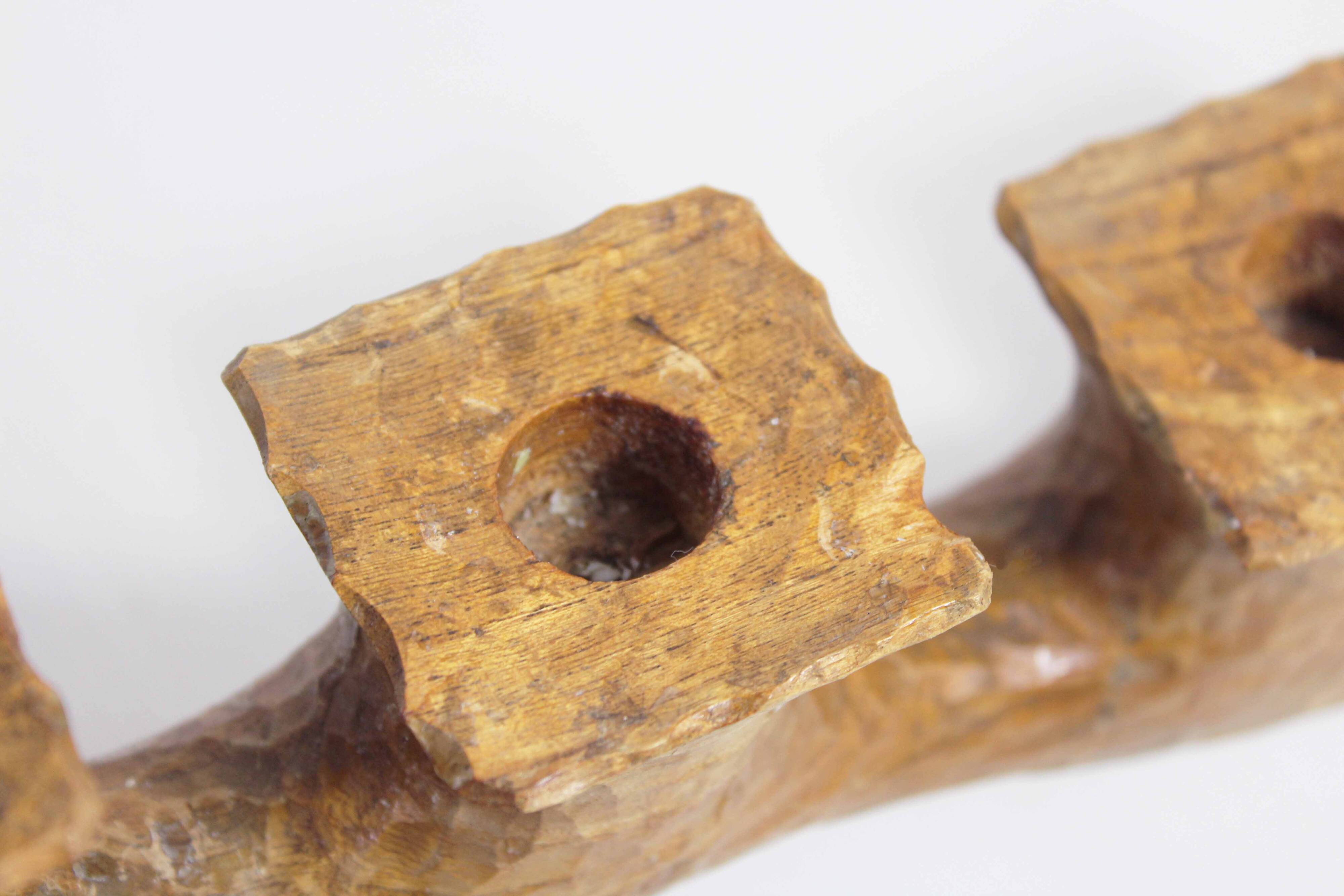 Anthroposophical oak candle holder 1950