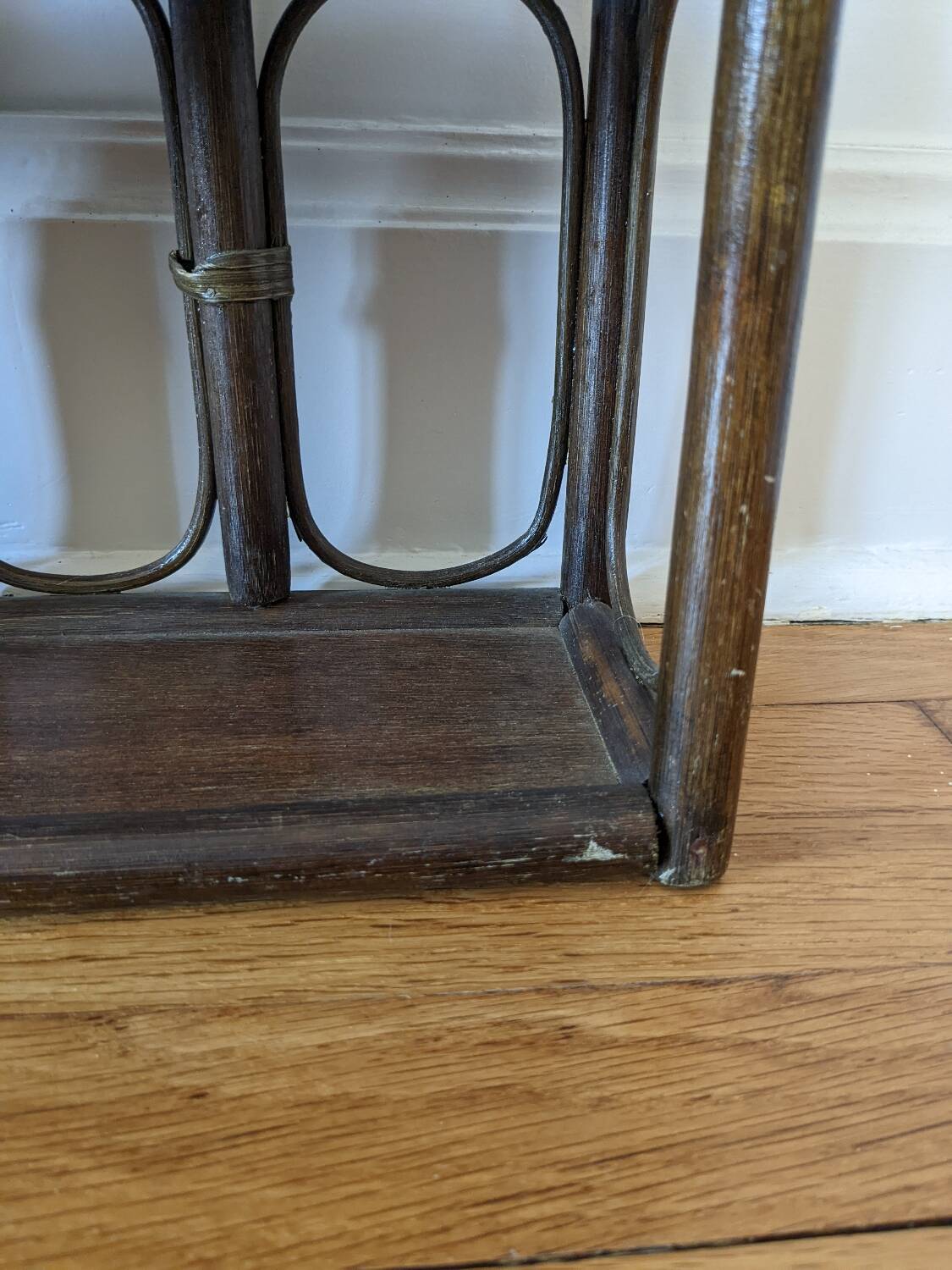 Pair of rattan shelves