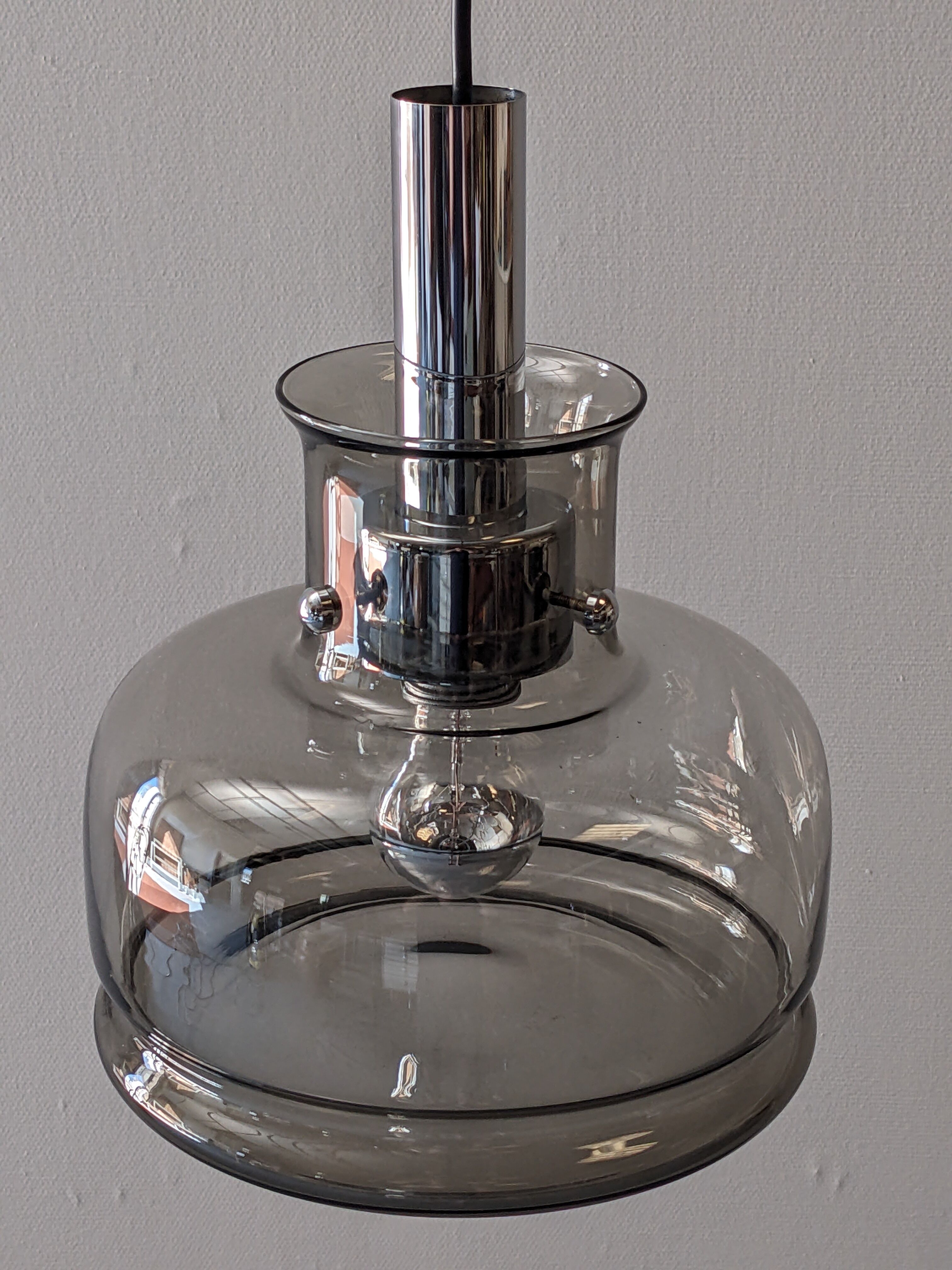 Smoked glass suspension from the 60s/70s by Limburg