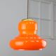 Lampe à suspension italienne du milieu du siècle en verre orange et laiton