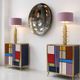 Mid-Century Modern Italian Sideboard in Solid Wood and Coloured Glass