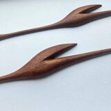 Pair of Midcentury Rare Teak Wall Sculptures of Birds Herons, Denmark, 1960