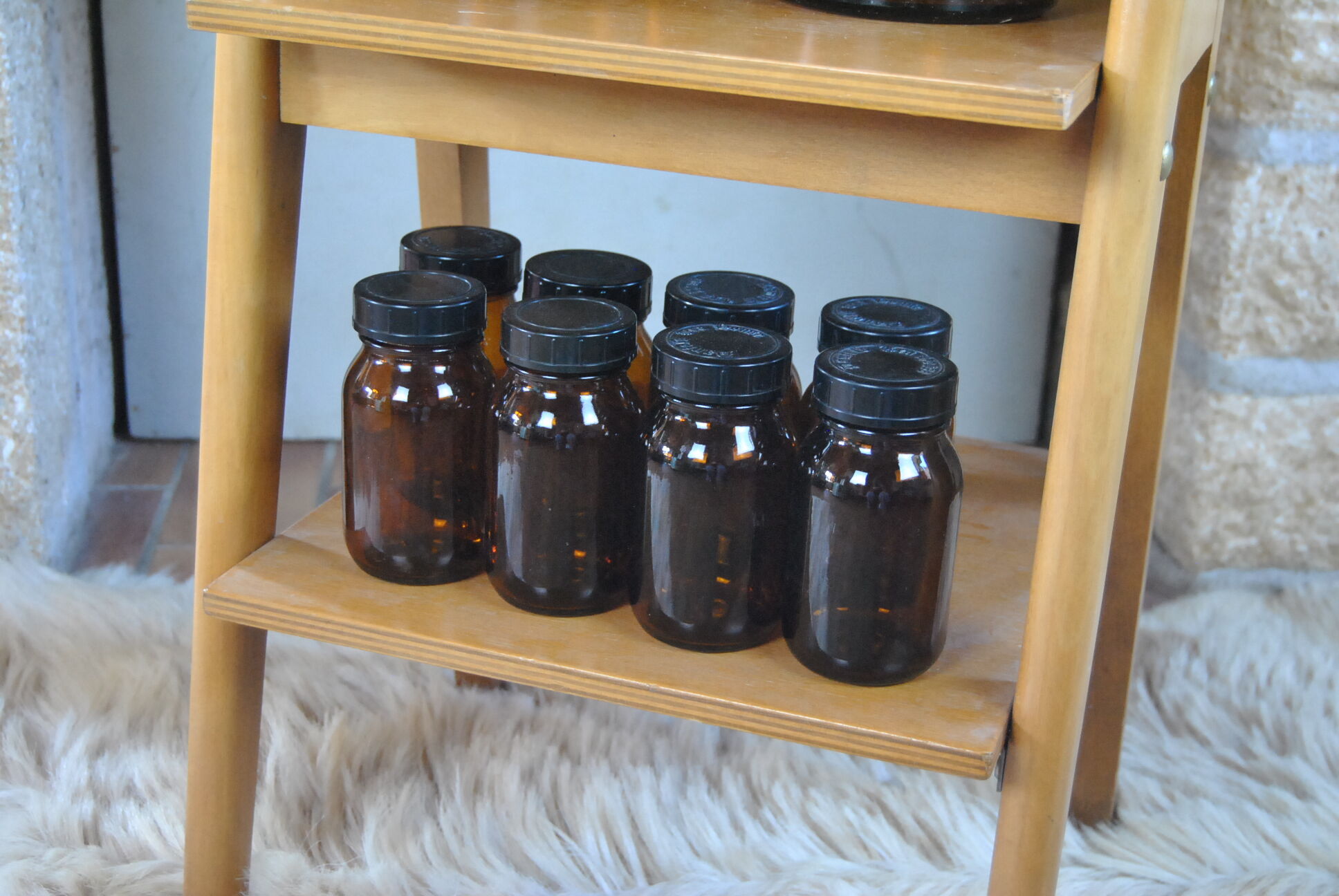 Tea jars made of smoked glass amber