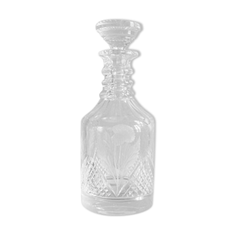 Large engraved and chiseled crystal decanter