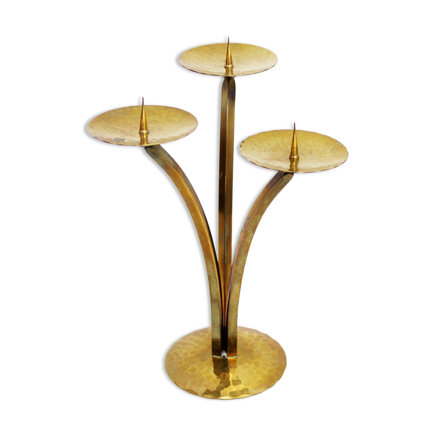 Triple brass candle holder