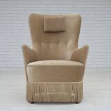 1960s, Danish armchair in green/brown furniture velour, original condition.