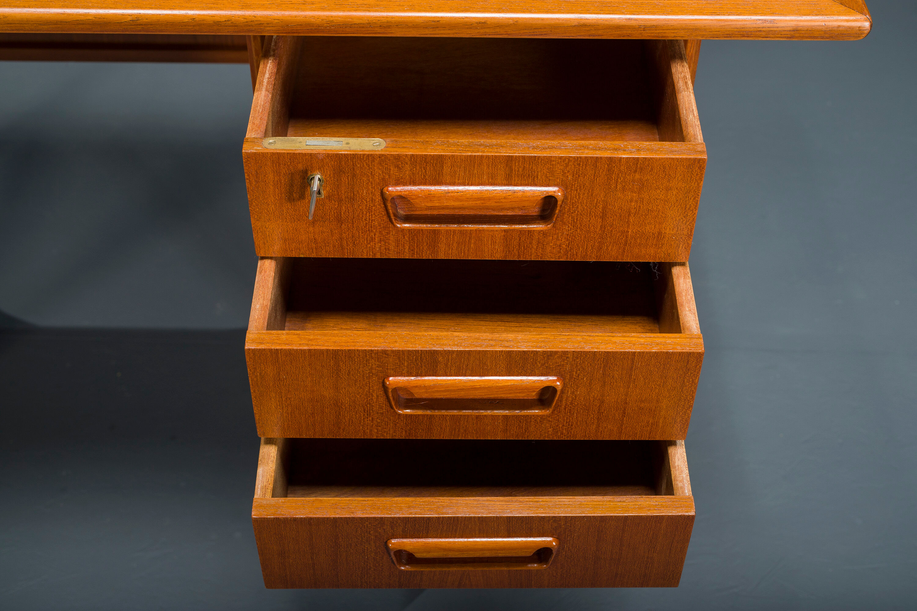 Danish teak desk by Gunnar Nielsen for Tibergaard 1960s