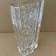 Thick crystal vase by Daum. Sculpted decor in a modernist style. 1960 - 70.