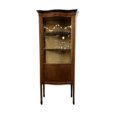 vitrine vintage en bois avec verre courbé