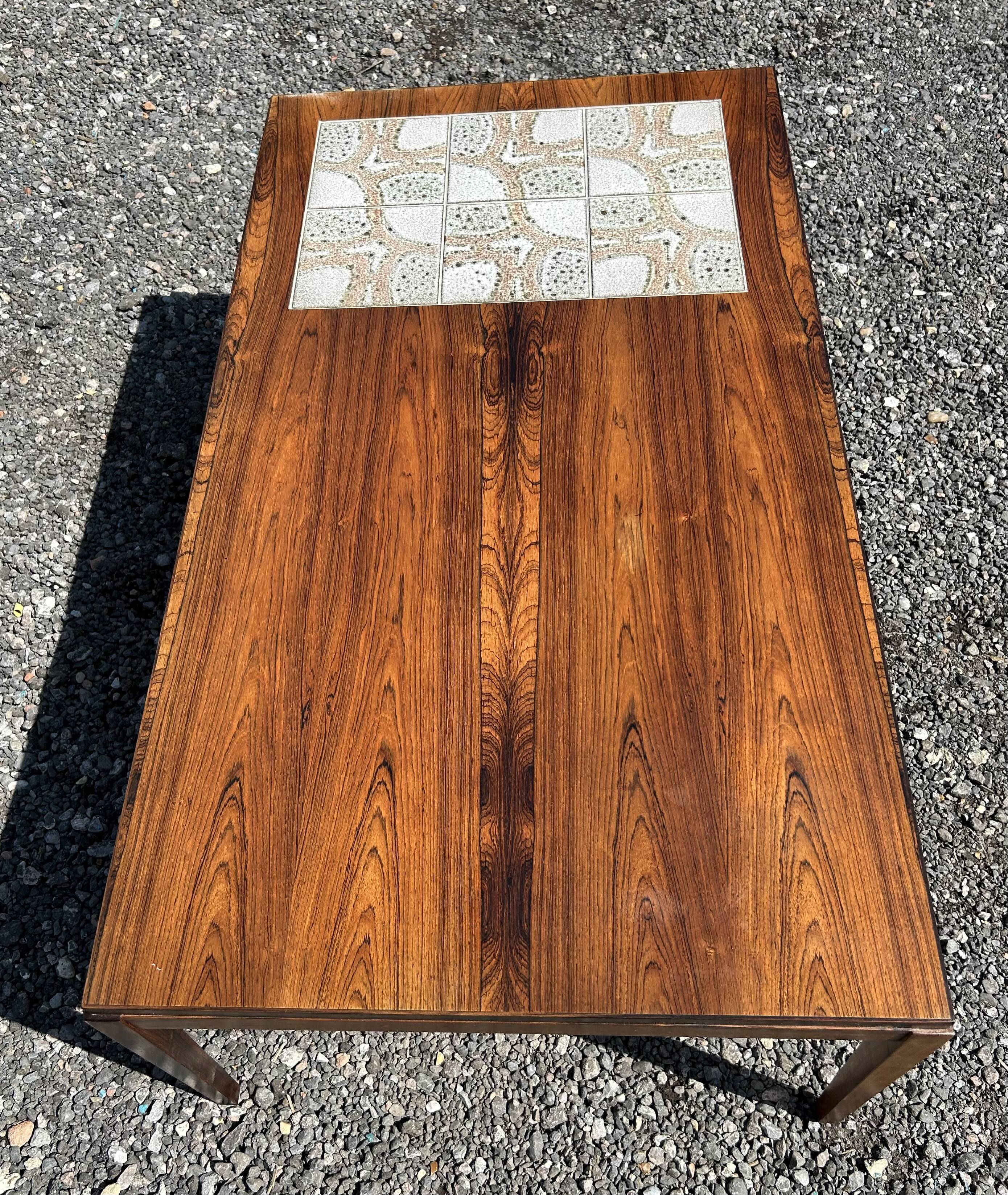 Danish rosewood coffee tables with tiles