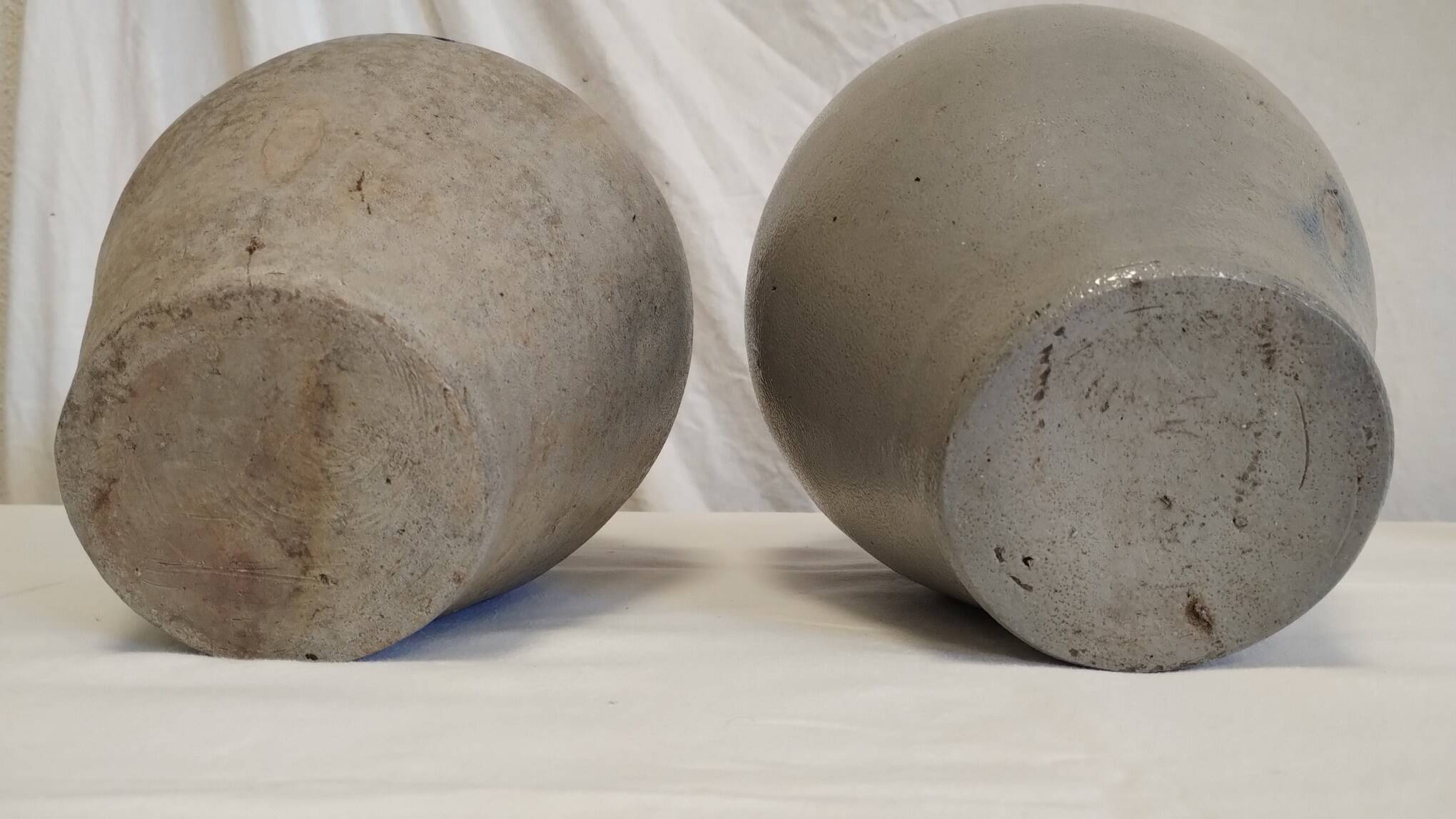 Set of 2 old Alsace stoneware jars (oil cruets)