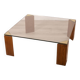 Vintage 80's table in wood, brass and glass, italian design