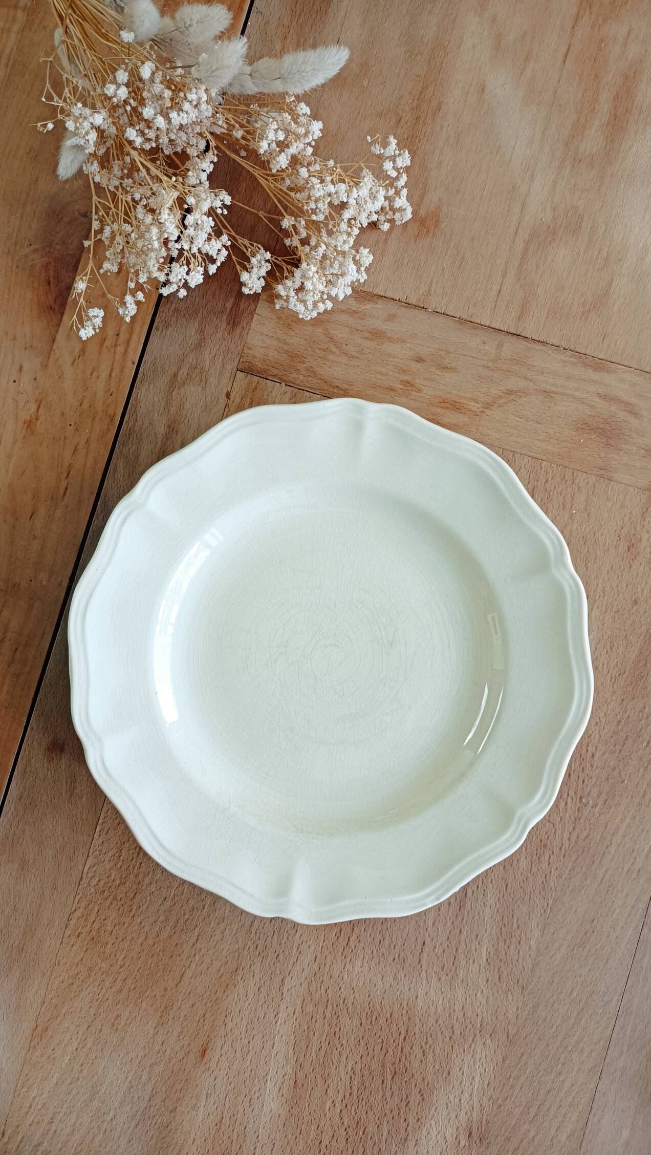 Sarreguemines ivory mounted plate