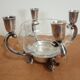 Reed - barton art deco glass-cut silver metal candlestick