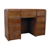 A console with split bamboo drawers