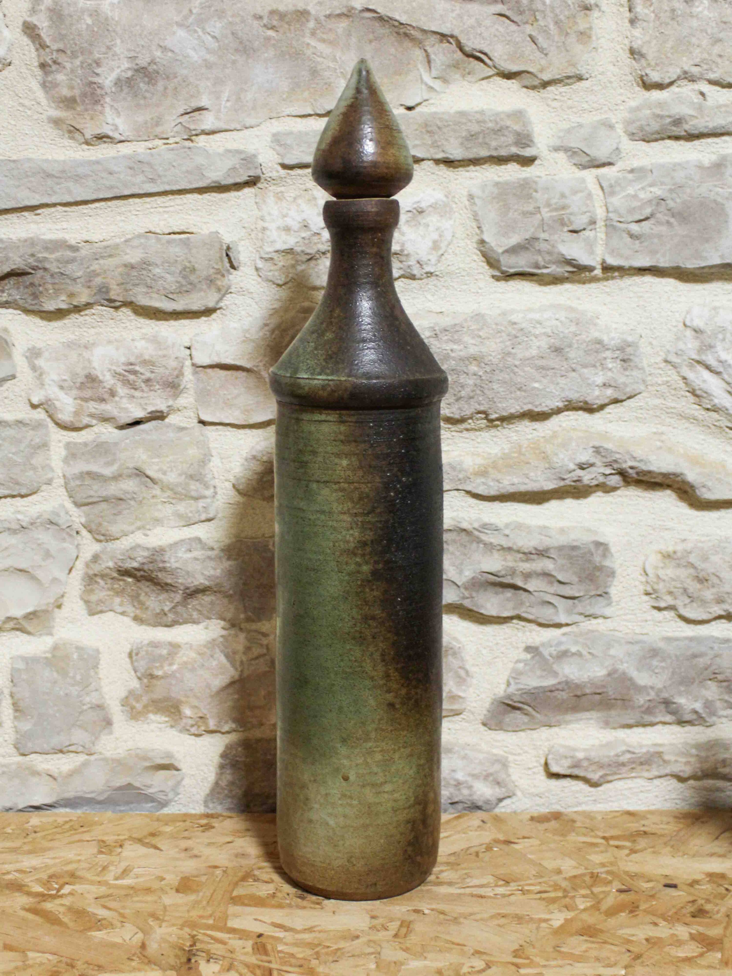 Large enamelled ceramic bottle by Michel Woop in Grimaud