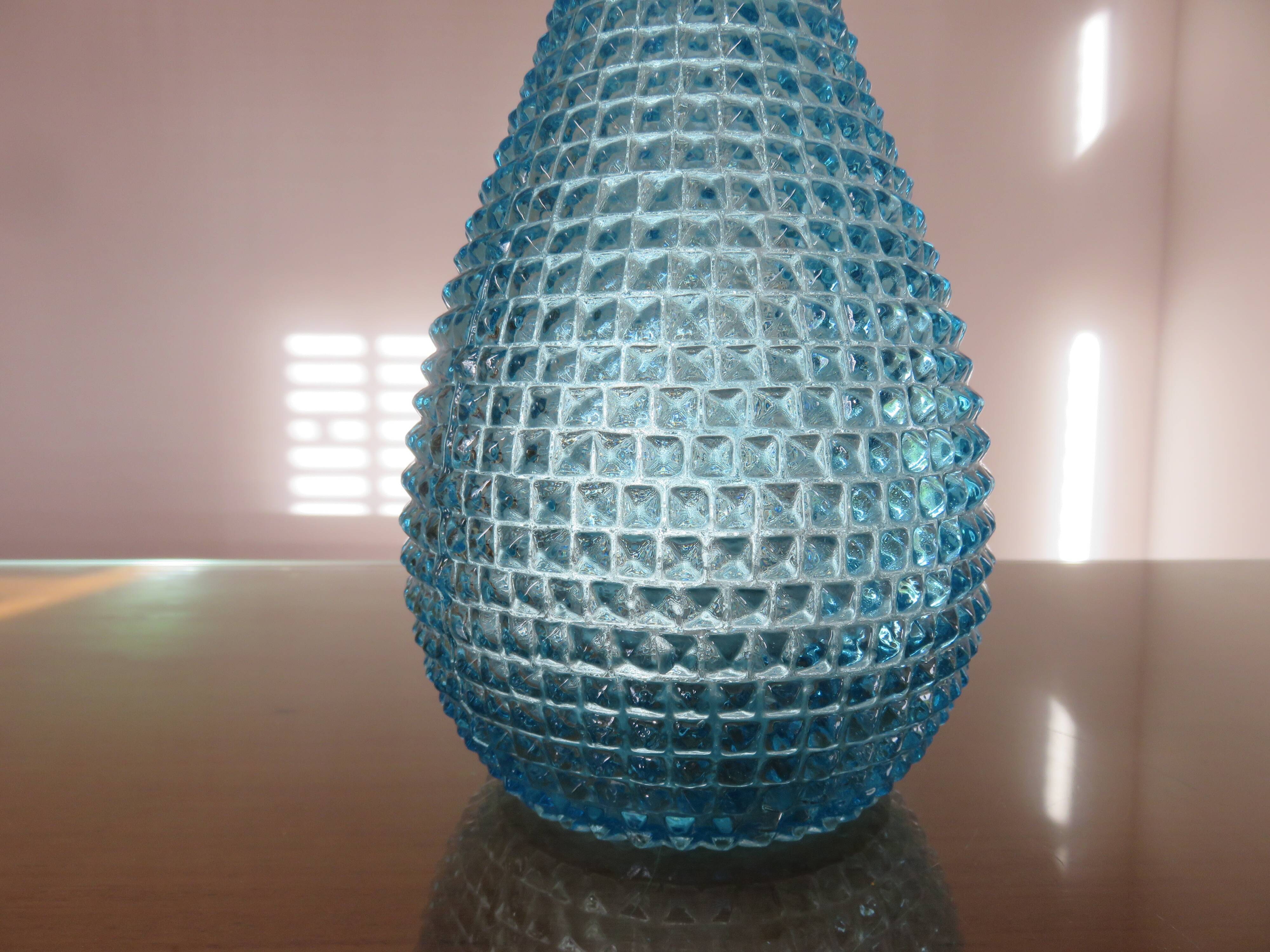 Bottle decanter Empoli Italy diamond tip glass 60 years 70