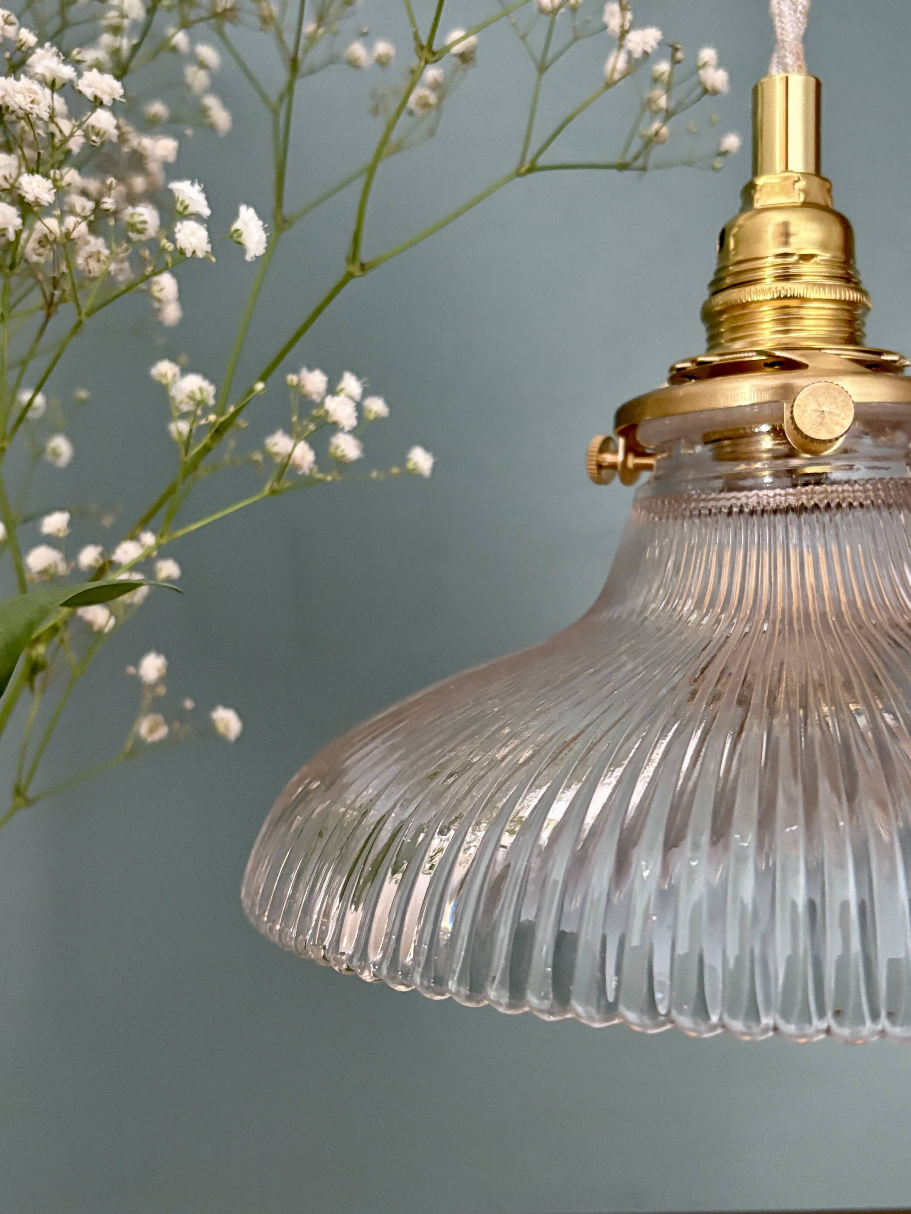 Vintage holophane glass lampshade pendant light