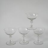 Set of 4 faceted crystal champagne glasses, 1930