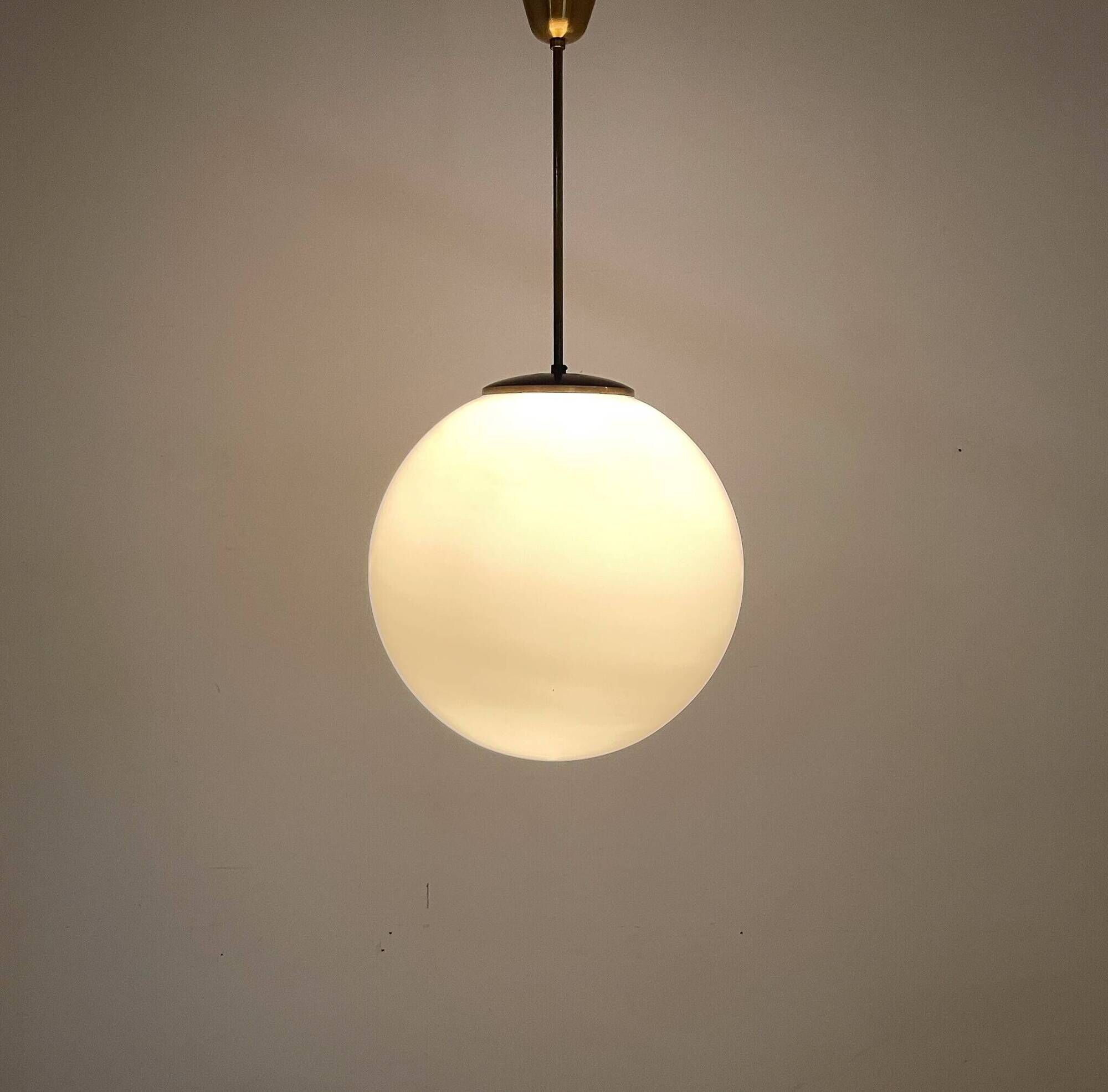 Large milk glass pendant light by kamenicky senov