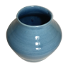 Vase ancien céramique émaillé bleu signé maryse 75 vintage