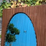 Beveled oval mirror on art deco door Mahogany 79x162