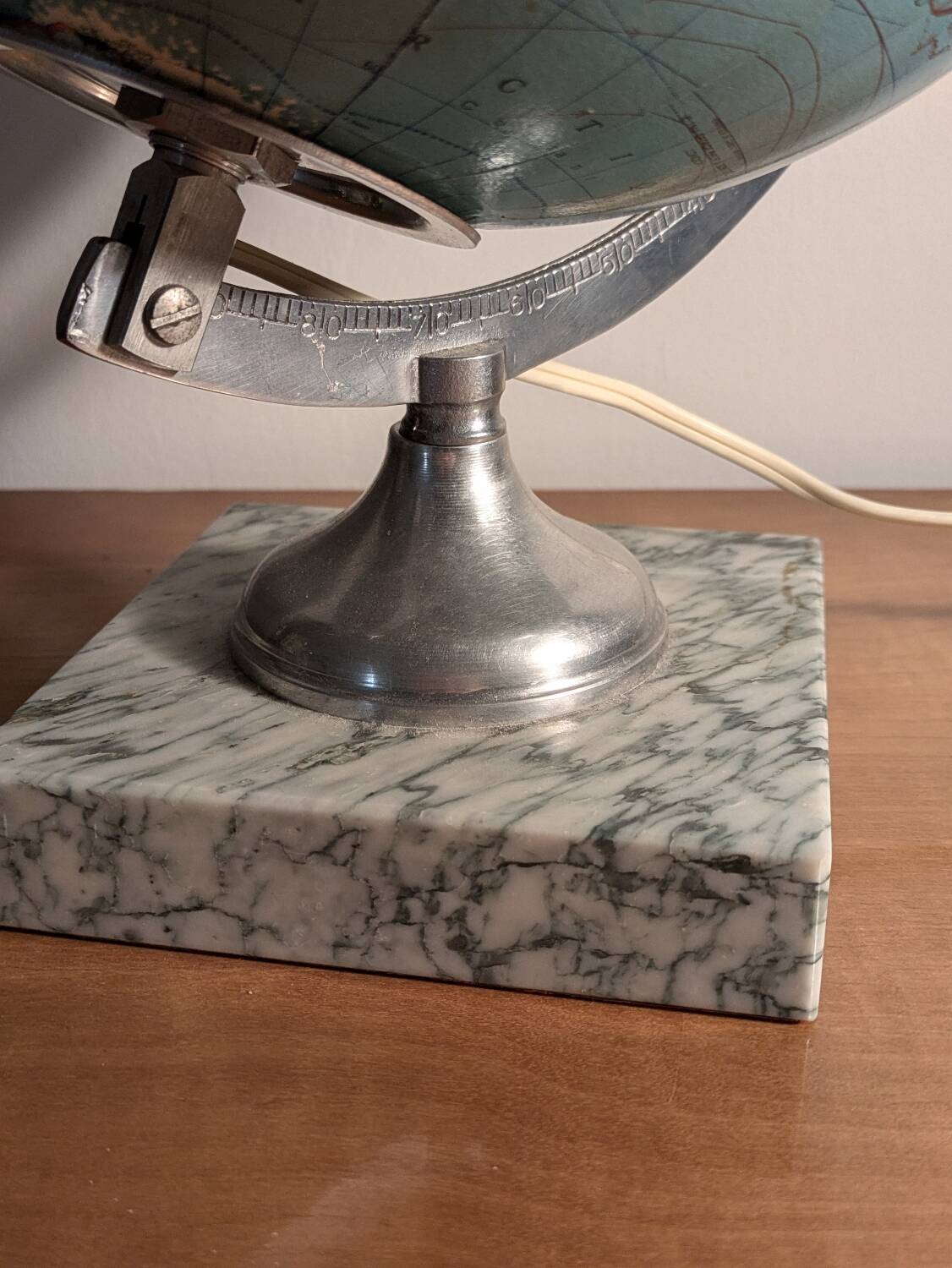 Globe terrestre vintage Taride 1960, marbre & verre