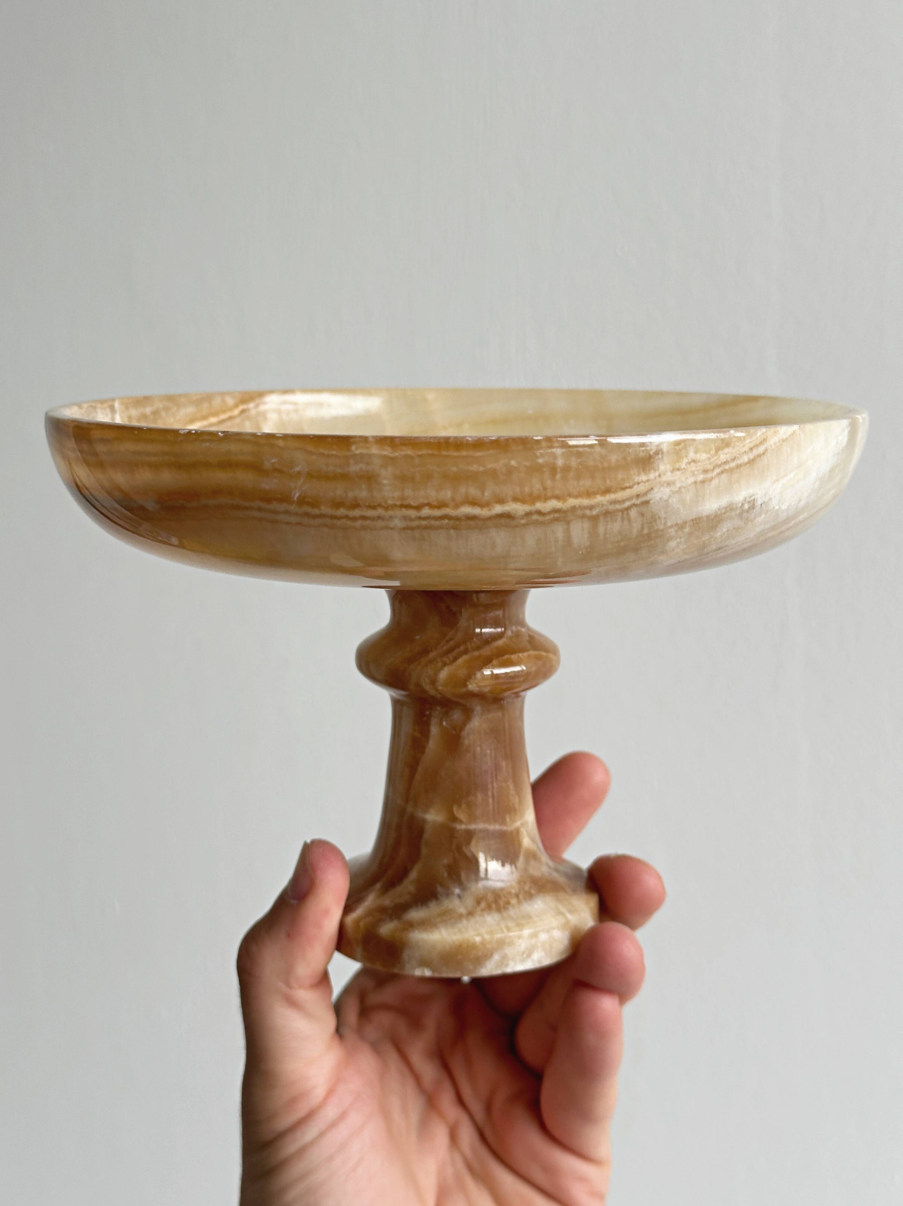 Onyx marbled pedestal bowl