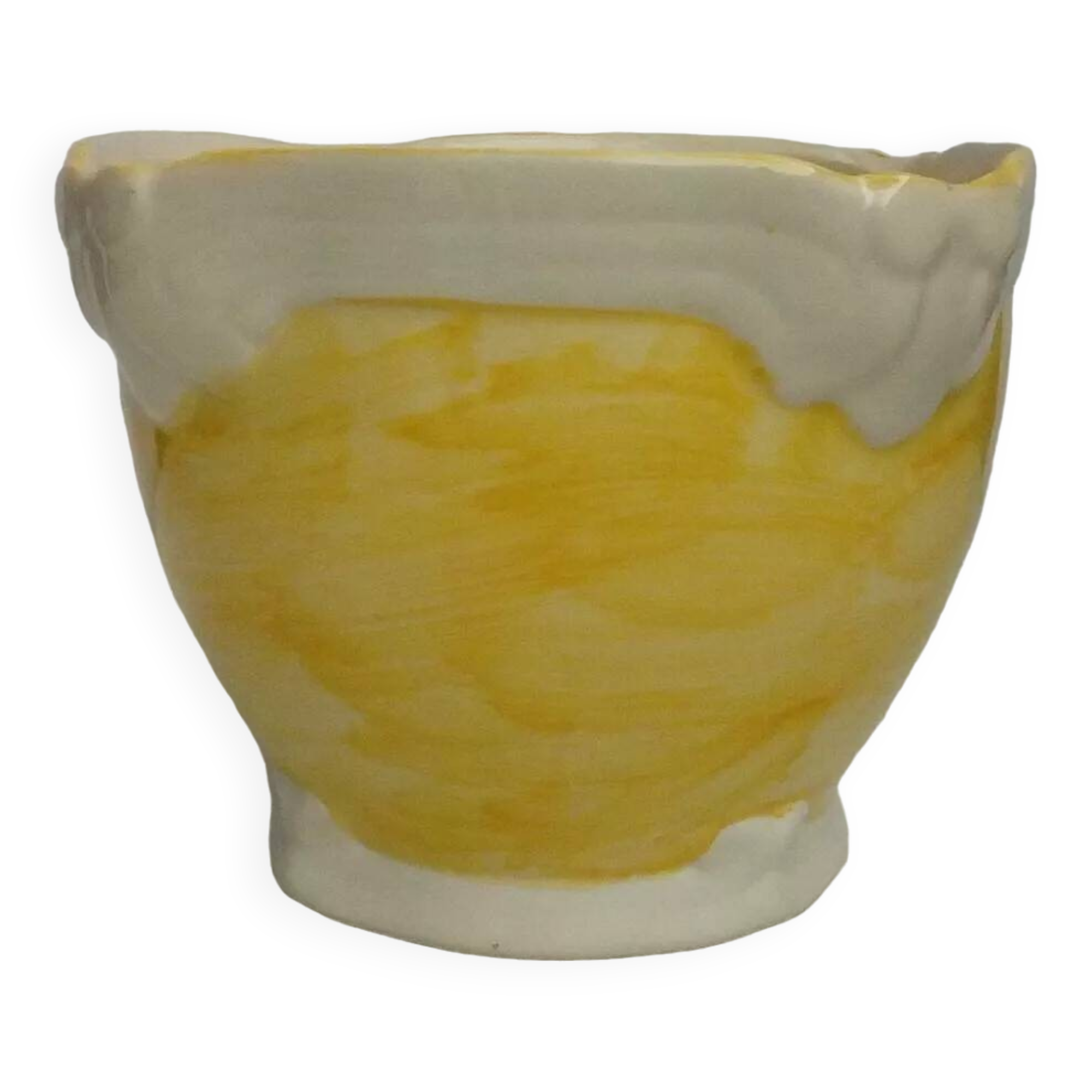 Earthenware planter with towel painting decor