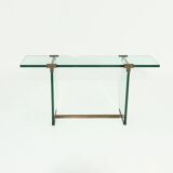 Console Peter Ghyczy modèle T30 en verre et laiton, années 1970