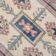 Grand tapis kilim 286x208, tons rose et bleu, motifs tribaux vintage
