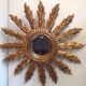 Vintage wooden Golden Sun mirror, 60 years