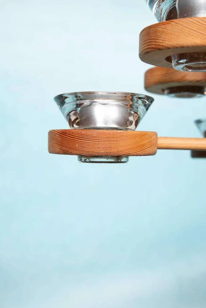 Bohemian chandelier, vintage Nordic pine