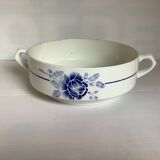Ancien plat en faïence fleur bleue