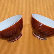 2 brown faceted Sarreguemines bowls