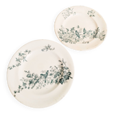 Set of 2 Longwy earthenware plates, Mignon model, blue/green