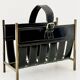 French mid-century leather magazine rack