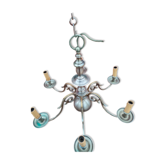 Bronze and tin chandelier