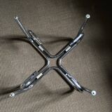 Coffee table chrome and smoked glass round 70s space age