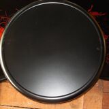 Lot de 3 plateaux noirs ronds en plastique façon laque chinoise 1980 poissons rouges
