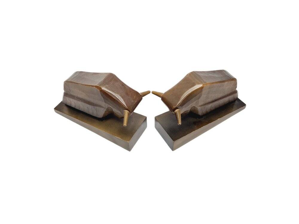 Vintage figurative wooden bookends, 1950s, set of 2