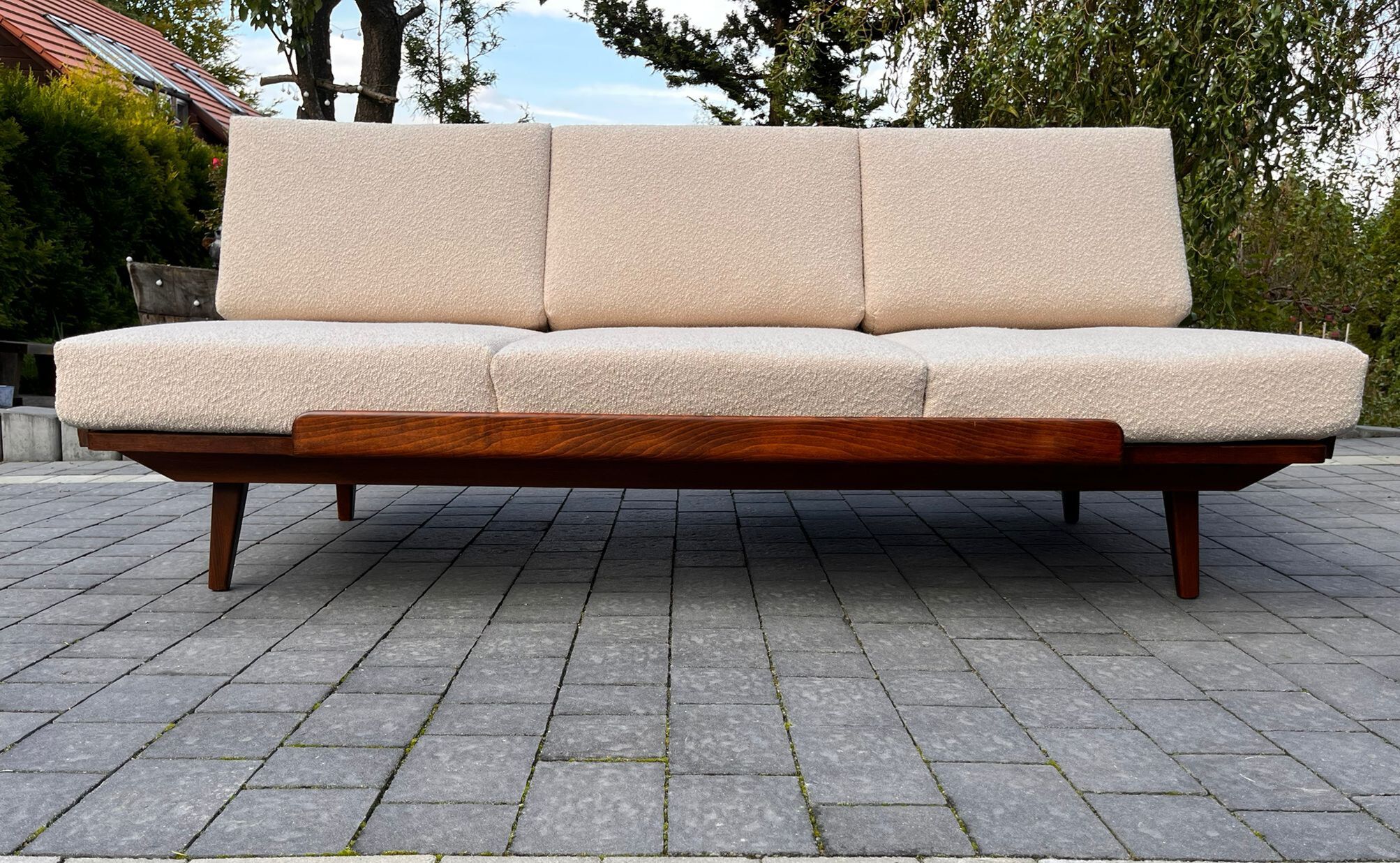 JITONA Sofa Renovated Buckle Fabric, Vintage Czech 1960s